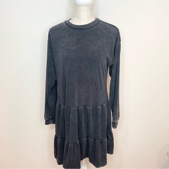 Target Wild Fable Distressed Mineral Wash Tiered Babydoll Sweatshirt Dress - Picture 2 of 11